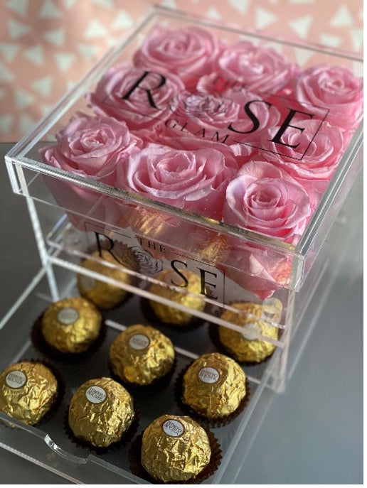 Acrylic Rose Box with Chocolates